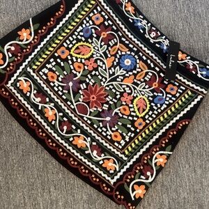Lulus Skirt Womens Medium Black Embroidered Short Boho Colorful NEW w/ Tags